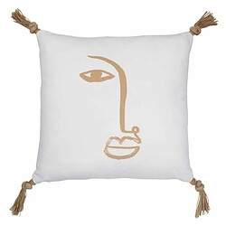 Paris Prix Coussin Carré Déco Visage 45x45cm Blanc