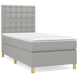 vidaXL Sommier à lattes de lit avec matelas Gris clair 90x200 cm Tissu