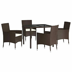 Avis Ensemble à manger de jardin 5 pcs,Table et chaise à dîner marron poly rotin -MN69140