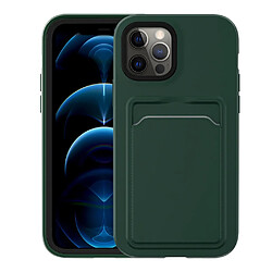 Coque en TPU bicolore, anti-rayures avec porte-cartes vert foncé/le noir pour votre Apple iPhone 13 mini 5.4 pouces