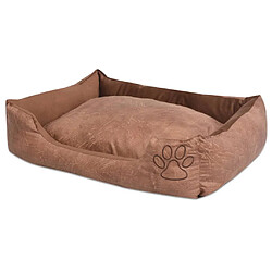 vidaXL Lit pour chiens avec coussin Cuir artificiel PU Taille M Beige 