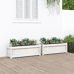 Maison Chic Lot de 2 Jardinières,Bac à fleurs - pot de fleur blanc bois de pin massif -GKD45393