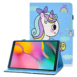 Etui en PU motif de couture, fermoir magnétique avec support et porte-carte pour Samsung Galaxy Tab A 10.1 (2019) T510/T515 - Cheval arc-en-ciel