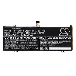 vhbw Batterie compatible avec Lenovo ThinkBook 13s 20R9005FSB, 20R9005GSB, 20R9005HPH ordinateur portable Notebook (2850mAh, 15.36V, Li-polymère)