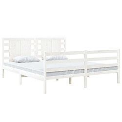 Avis Maison Chic Lit Moderne Chambre - Cadre/structure de lit pour adulte Blanc Bois de pin massif 135x190 cm Double -MN46803