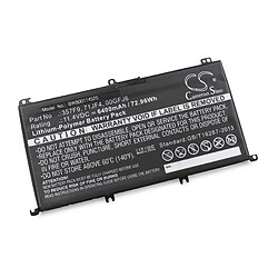 vhbw Batterie remplacement pour Dell 00GFJ6, 071JF4, 357F9, 71JF4, P57F002, P57F003 pour ordinateur portable Notebook (6400mAh, 11,4V, Li-polymère)