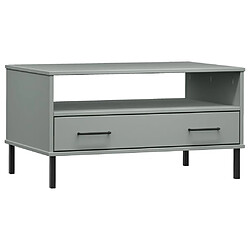 vidaXL Table basse avec pieds en métal Gris 85x50x45 cm Bois OSLO