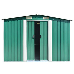 Helloshop26 Abri de jardin cabane cabanon maison de stockage remise extérieur hangar outils robuste 257 x 392 x 181 cm métal vert 02_0022169