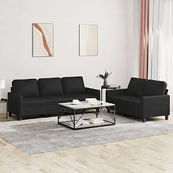 Maison Chic Ensemble de canapés 2 pcs avec coussins, Canapé droit Sofa pour Salon Noir Similicuir -GKD617234