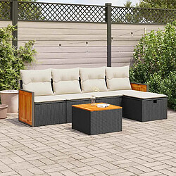 vidaXL Salon de jardin 6 pcs avec coussins noir résine tressée