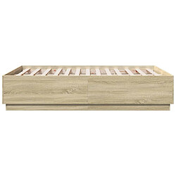 Acheter Vidaxl Cadre de lit chêne sonoma 135x190 cm bois d'ingénierie