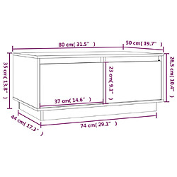 vidaXL Table basse Gris 80x50x35 cm Bois massif de pin pas cher