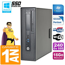 PC HP EliteDesk 800 G1 SFF Intel G3220 16Go Disque 240Go SSD Graveur DVD Wifi W7 - Occasion