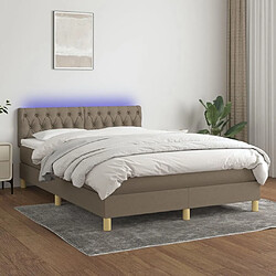 Sommier à lattes LED,Cadre à lattes de lit avec matelas pour Adulte Taupe 140x200 cm Tissu -MN82722