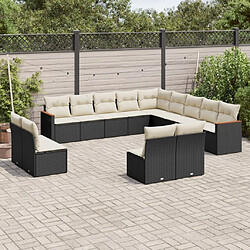 Maison Chic Salon de jardin avec coussins 13 pcs, Ensemble Tables et chaises de jardin, noir résine tressée -GKD467451