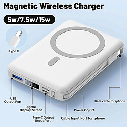 SANAG Batterie Externe Magnétique Compatible Avec Magsafe, 10000Mah Sans Fil Powerbank Charge Rapide Pd 22.5W Avec 2 Câble Et Support Et Affichage Led, Compatible Iphone 16/15/14/13/Pro/Pro /Plus