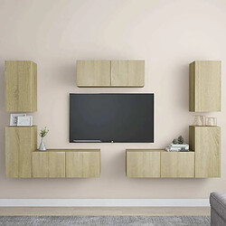 Maison Chic Ensemble de meubles TV 7 pcs | Banc TV Moderne pour salon | Meuble de Rangement - Chêne sonoma Aggloméré -MN40831