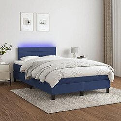 Sommier à lattes LED,Cadre à lattes de lit avec matelas pour Adulte Bleu 120x200 cm Tissu -MN76890