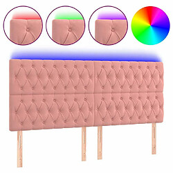 Maison Chic Tête de lit scandinave à LED,meuble de chambre Rose 180x7x118/128 cm Velours -MN30803