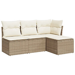 Maison Chic Salon de jardin avec coussins 4 pcs | Ensemble de Table et chaises | Mobilier d'Extérieur beige résine tressée -GKD68951