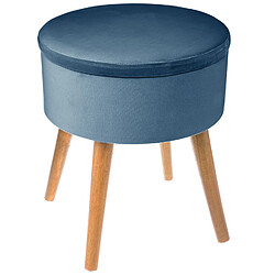 Atmosphera, Createur D'Interieur Tabouret coffre en velours Tess - H. 44 cm - Bleu foncé