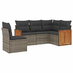 Maison Chic Salon de jardin 5 pcs avec coussins | Ensemble de Table et chaises | Mobilier d'Extérieur gris résine tressée -GKD98313