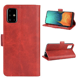 Wewoo Housse Coque Pour Galaxy A71 Double boucle Crazy Horse Business étui de téléphone portable avec fonction de support de portefeuille de carte rouge