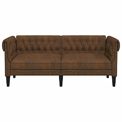 Avis vidaXL Canapé Chesterfield 2 places marron tissu