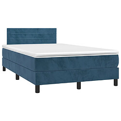 Avis Maison Chic Lit adulte- Lit + matelas,Sommier à lattes de lit et matelas Bleu foncé 120x200cm Velours -GKD61288