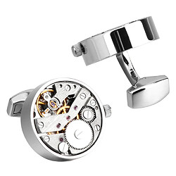 Acheter steampunk mouvement mécanique montre gear hommes chemise bouton de manchette argent