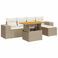 vidaXL Salon de jardin avec coussins 6 pcs beige résine tressée