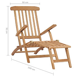 vidaXL Chaises longues de jardin et repose-pied et table Bois de teck pas cher