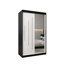 Abiks Meble Armoire YORK 2 À Portes Coulissantes 200/120/62 2 Portes (Noir/Blanc)