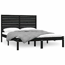 Maison Chic Lit adulte - Lit simple Cadre de lit,Structure du lit Contemporain Noir Bois massif 140x200 cm -MN38616