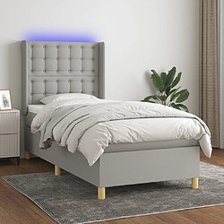 Maison Chic Lit adulte- Lit + matelas + LED,Sommier à lattes de lit matelas LED Gris clair 90x190cm Tissu -GKD75879