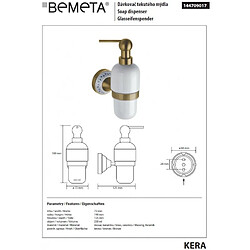 Bemeta - Maison De La Tendance Distributeur de savon liquide KERA en laiton et céramique 19 x7,2 x12,5 cm / 230ml