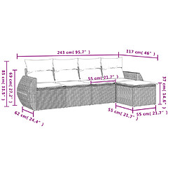 Avis Maison Chic Salon de jardin 5 pcs avec coussins | Ensemble de Table et chaises | Mobilier d'Extérieur noir résine tressée -GKD22403