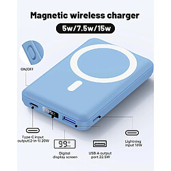 Avis SANAG Batterie Externe Magnétique, Compatible Avec Magsafe, 10000Mah Power Bank Charge Rapide Pd 22.5W Avec Support Pliable, Affichage Led, Compatible Iphone 15/14/13/12/Pro/Pro (Baby Bleu)