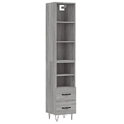 vidaXL Buffet haut Sonoma gris 34,5x34x180 cm Bois d'ingénierie