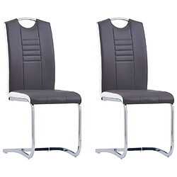 Maison Chic Lot de 2 Chaises à manger cantilever,Chaises à dîner gris similicuir -MN21413