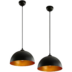 Helloshop26 Lot de 2 suspensions luminaires led diamètre 30 cm e27 max 60 watts noir et doré style industriel vintage lustre rétro plafonnier lampe pour salon cuisine salle à manger 01_0000331