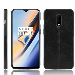 Wewoo Coque Pour OnePlus 7 antichoc couture peau de vache motif PC + PU + TPU cas noir