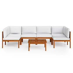 Avis Maison Chic Salon de jardin 7 pcs + coussins - Mobilier/Meubles de jardin - Table et chaises d'extérieur Crème Bois d'acacia solide -MN51802