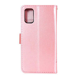 Etui en PU empreinte papillons flip avec support or rose pour votre Samsung Galaxy A41 (Global Version)