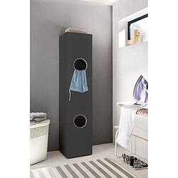 Pegane Armoire à linge avec 2 tablettes coloris graphite - longueur 40 x hauteur 185 x profondeur 40 cm