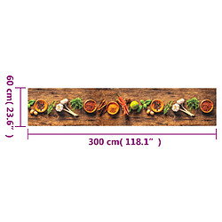 Acheter vidaXL Tapis de cuisine lavable impression d'épices 60x300 cm velours