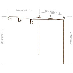 vidaXL Pergola de jardin Marron antique 3x3x2,5 m Fer pas cher