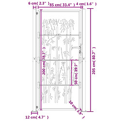 vidaXL Portail de jardin anthracite 105x205 cm acier design de bambou pas cher