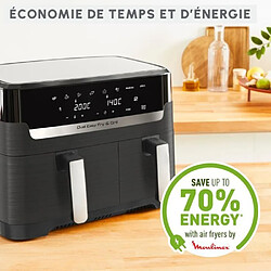 Avis MOULINEX Friteuse sans huile + Grill 8,3L, 2 tiroirs, 8 programmes, Economie d'énergie, air fryer, Dual Easy Fry&Grill EZ905B20