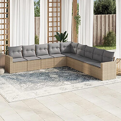 Maison Chic Salon de jardin avec coussins 9 pcs | Ensemble de Table et chaises | Mobilier d'Extérieur beige résine tressée -GKD63570